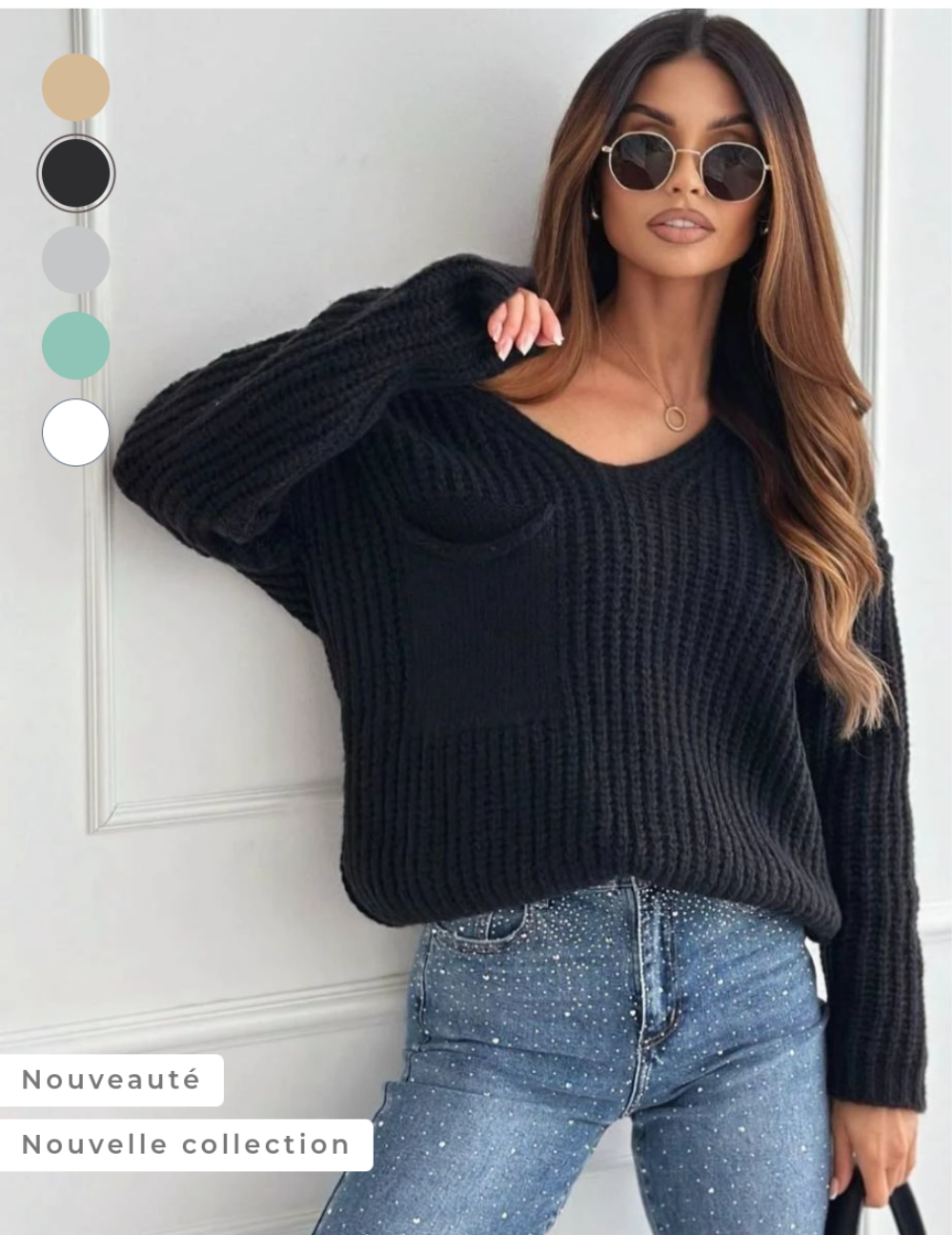 Pull col V à poche