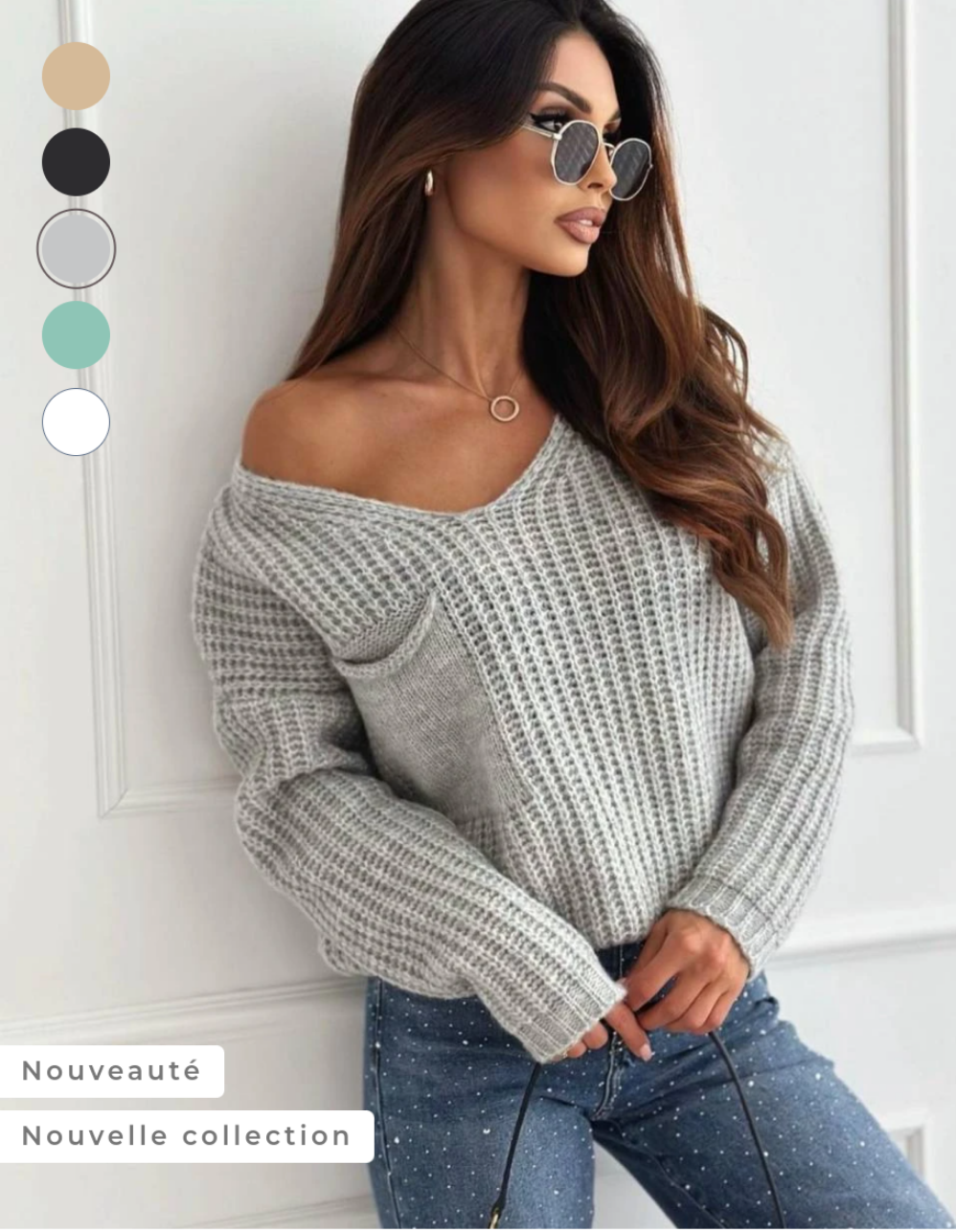 Pull col V à poche