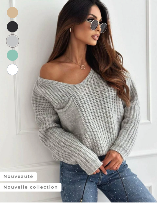 Pull col V à poche